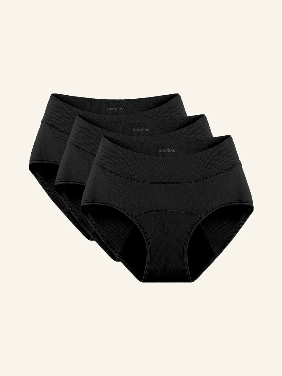 Huggster Brief | Paquete de 3 | Pérdida de orina abundante | 100% a prueba de fugas, día y noche | Negro