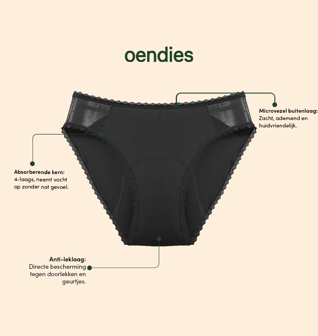 Everyday Brief | Pérdida de orina abundante | 100% a prueba de fugas, día y noche | Negro