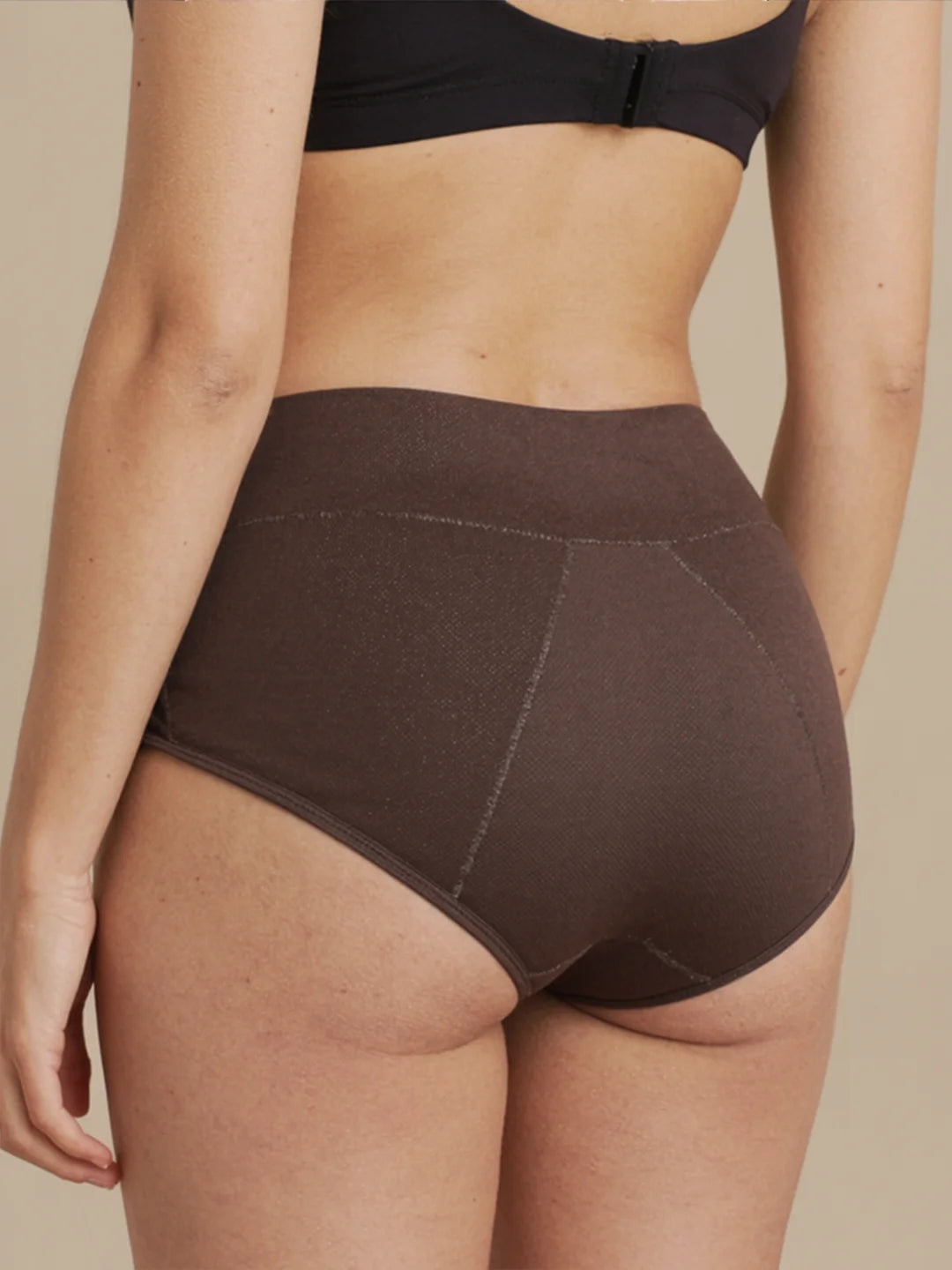 Huggster Brief | 100% a prueba de fugas, día y noche | Marrón Oscuro | Bragas menstruales