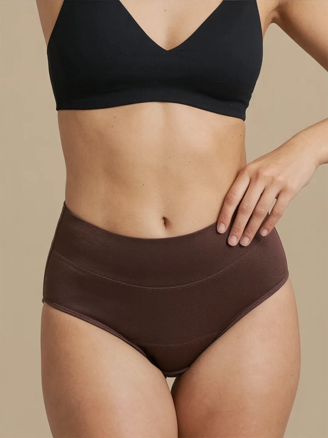 Huggster Brief | 100% a prueba de fugas, día y noche | Marrón Oscuro | Bragas menstruales