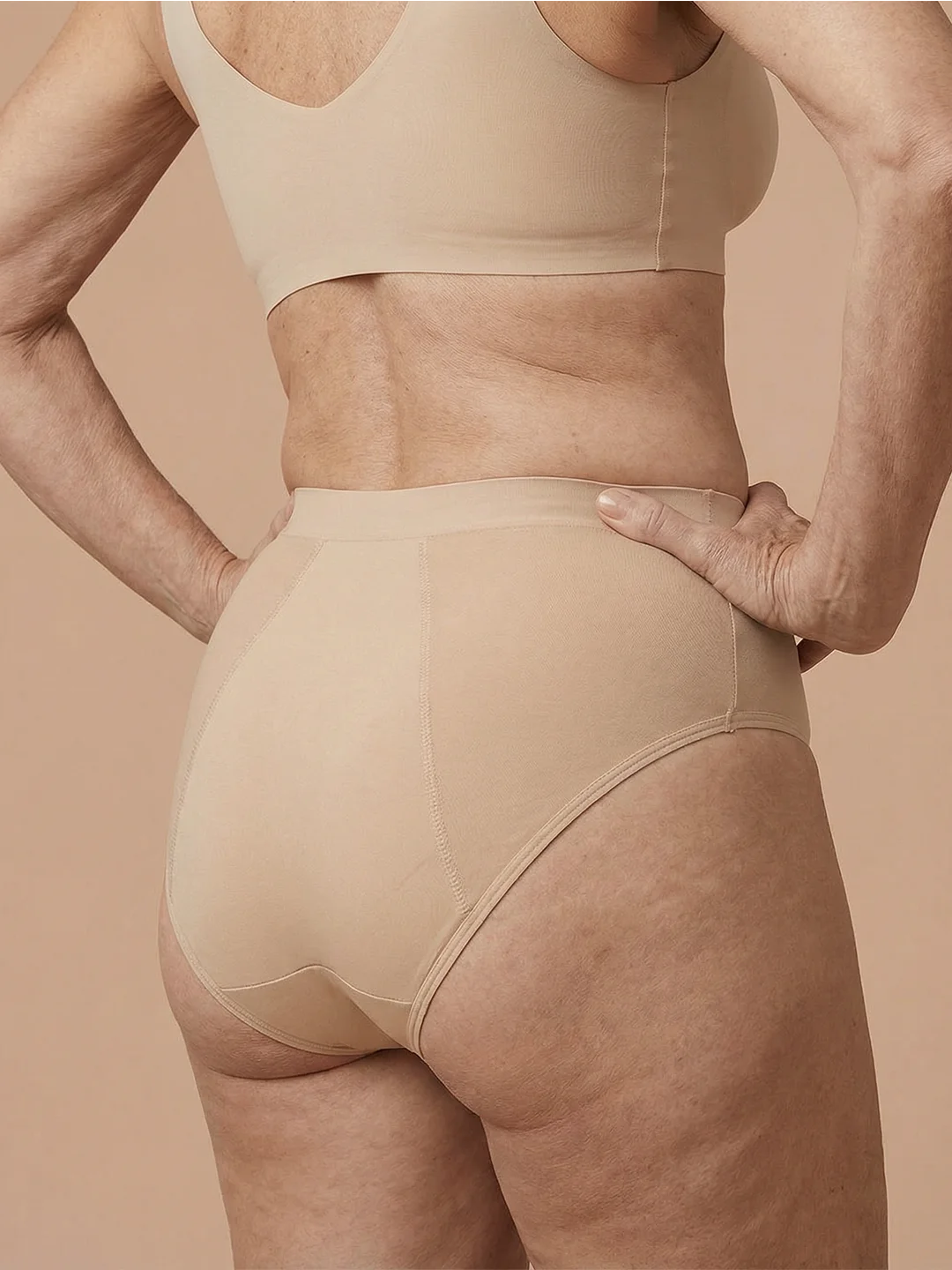 Braguita sin costuras | Pérdida de orina ligera | Ultra suave y sin costuras | 100% a prueba de fugas y Algodón Orgánico | Apricot