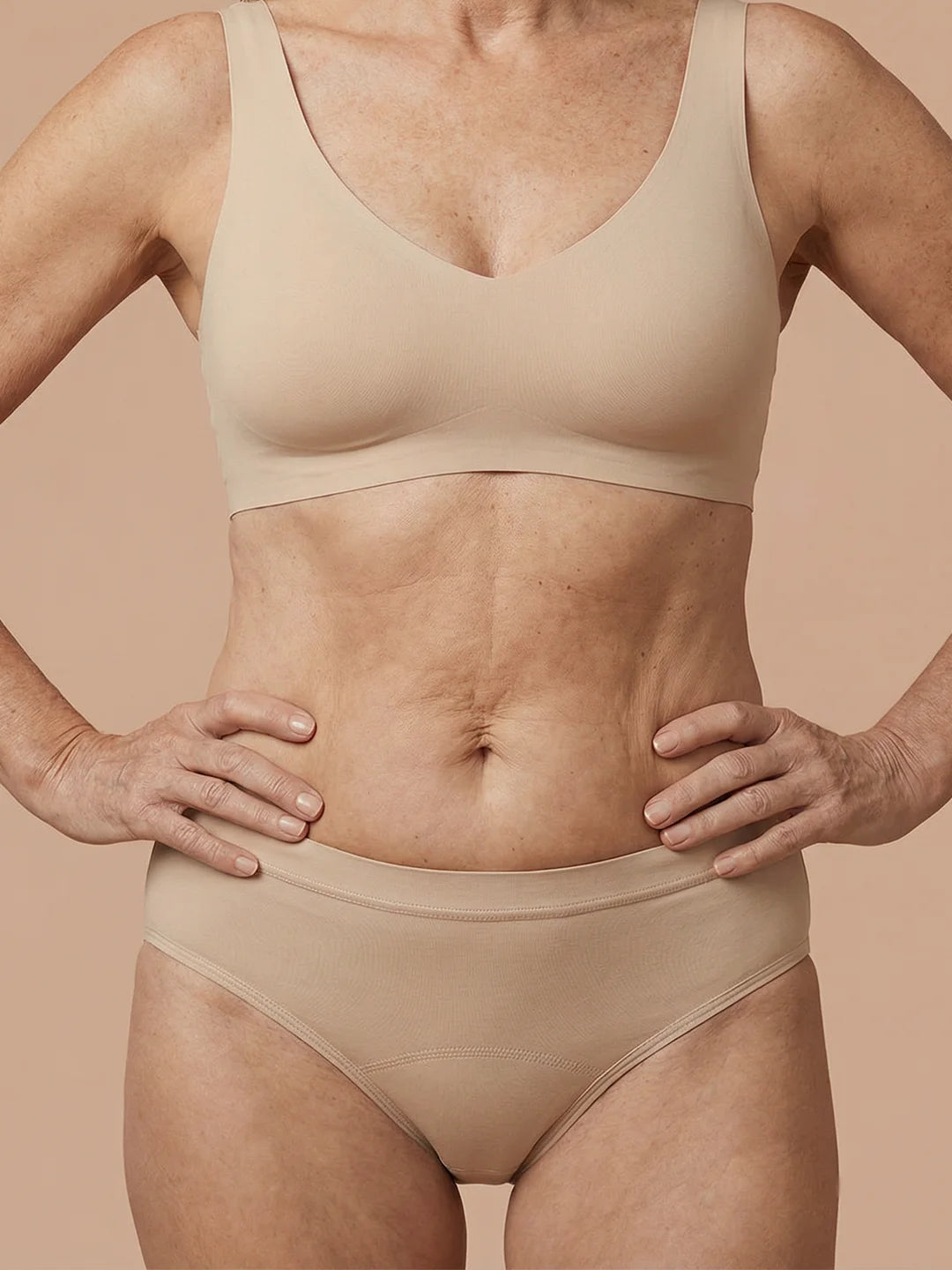 Braguita sin costuras | Pérdida de orina ligera | Ultra suave y sin costuras | 100% a prueba de fugas y Algodón Orgánico | Apricot