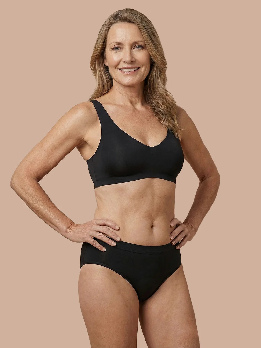 Braga sin costuras | Pérdida de orina ligera | Ultra suave y sin costuras | 100% a prueba de fugas y algodón orgánico | Negro | Bragas menstruales