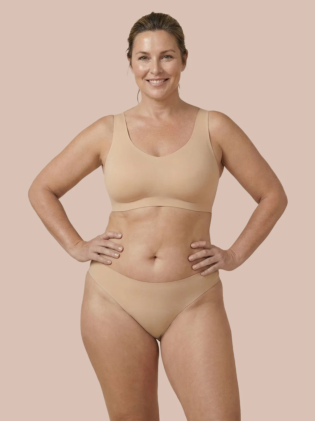 Brazilian sin costuras | Pérdida de orina ligera | Ultra suave y sin costuras | 100% a prueba de fugas y Algodón Orgánico | Apricot