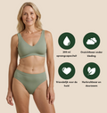 High Waist Brief | Hevig urineverlies | Ultra zacht & naadloos | 100% lekvrij & Organisch Katoen | Groen