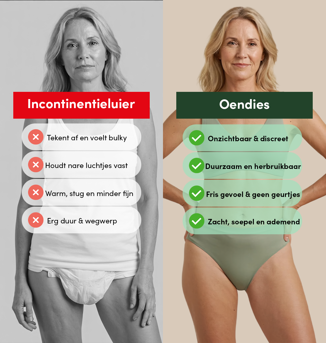 High Waist Brief | Hevig urineverlies | Ultra zacht & naadloos | 100% lekvrij & Organisch Katoen | Groen