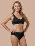Braga sin costuras | Pérdida de orina ligera | Ultra suave y sin costuras | 100% a prueba de fugas y algodón orgánico | Negro | Bragas menstruales