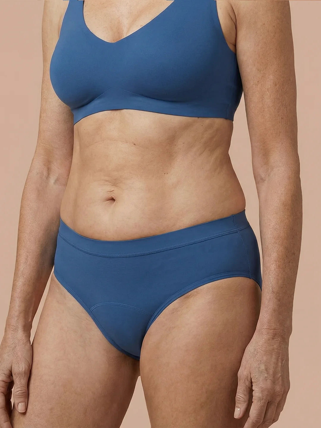 Braga sin costuras | Pérdida de orina ligera | Ultra suave y sin costuras | 100% a prueba de fugas y algodón orgánico | Azul