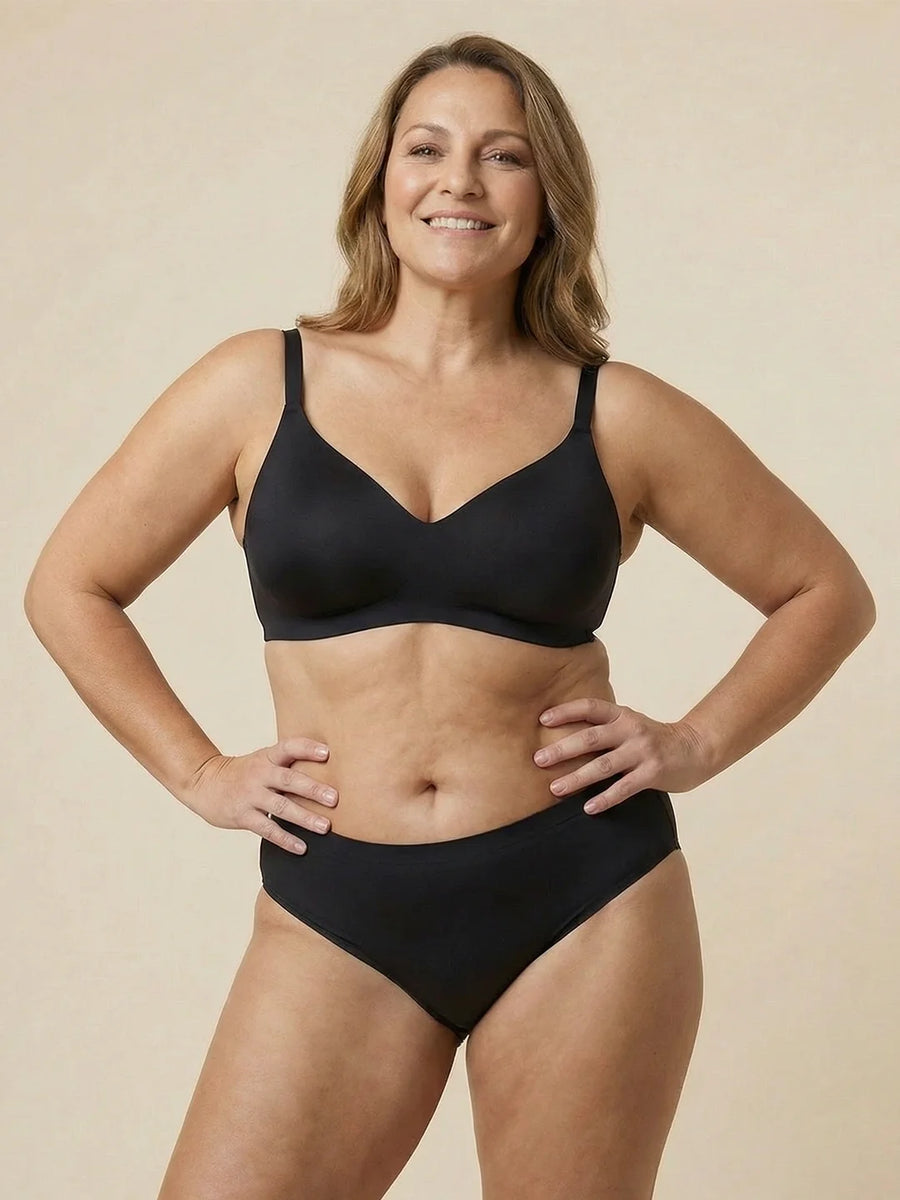 High Waist Brief | Pérdida de orina abundante | Ultra suave y sin costuras | 100% a prueba de fugas y Algodón Orgánico | Negro | Bragas menstruales