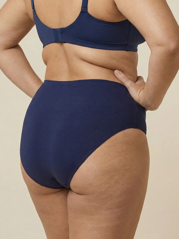 High Waist Brief | Pérdida de orina abundante | Ultra suave y sin costuras | 100% a prueba de fugas y Algodón Orgánico | Azul