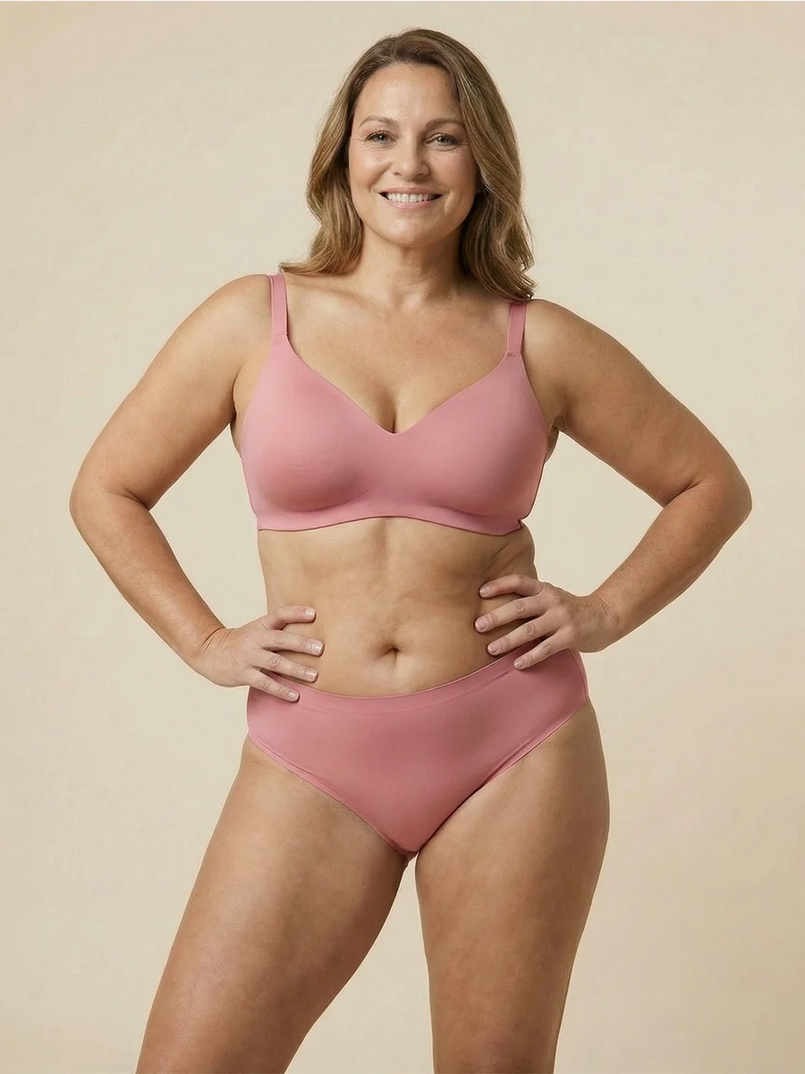 High Waist Brief | Pérdida de orina abundante | Ultra suave y sin costuras | 100% a prueba de fugas y Algodón Orgánico | Rosa | Bragas menstruales