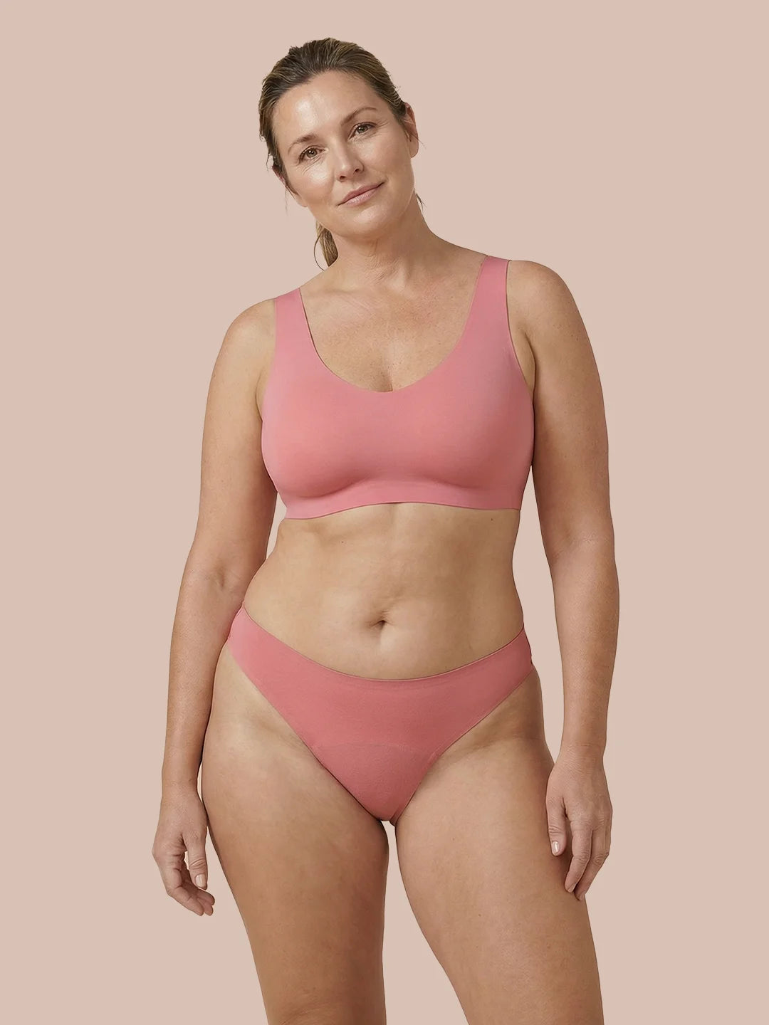 Brazilian Sin Costuras | Pérdida de orina leve | Ultra suave y sin costuras | 100% a prueba de fugas y algodón orgánico | Rosa