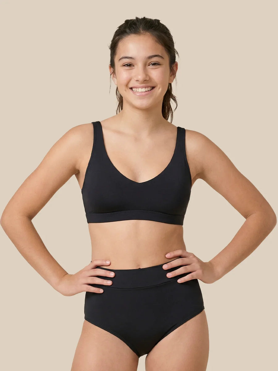 Menstruación Natación Carta Adolescentes | Extra intenso | 100% a prueba de fugas | Negro