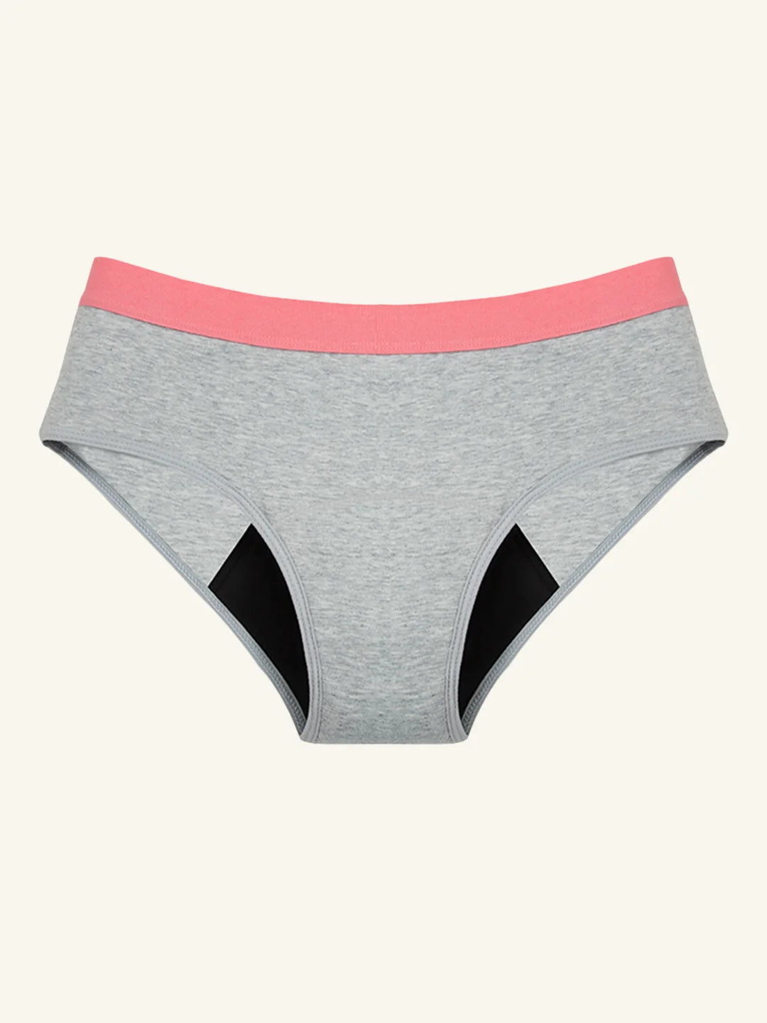 Hipster Brief | 100% a prueba de fugas, día y noche | Gris salmón | Bragas menstruales