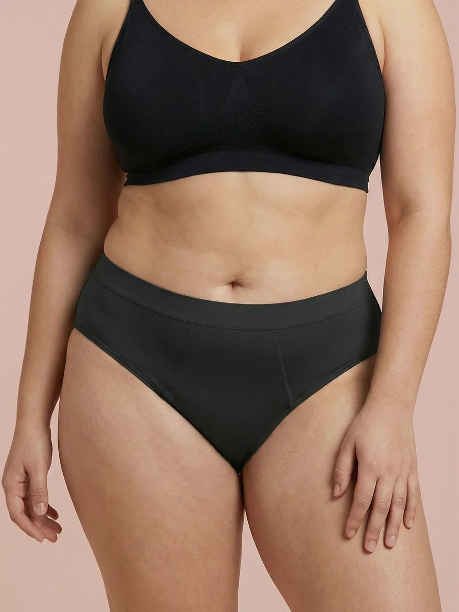 Invisible Hugger | 100% a prueba de fugas, día y noche | Negro | Bragas menstruales