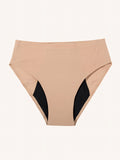 Menstruatie ondergoed apricot, losse high waist brief in vooraanzicht tegen een lichte achtergrond