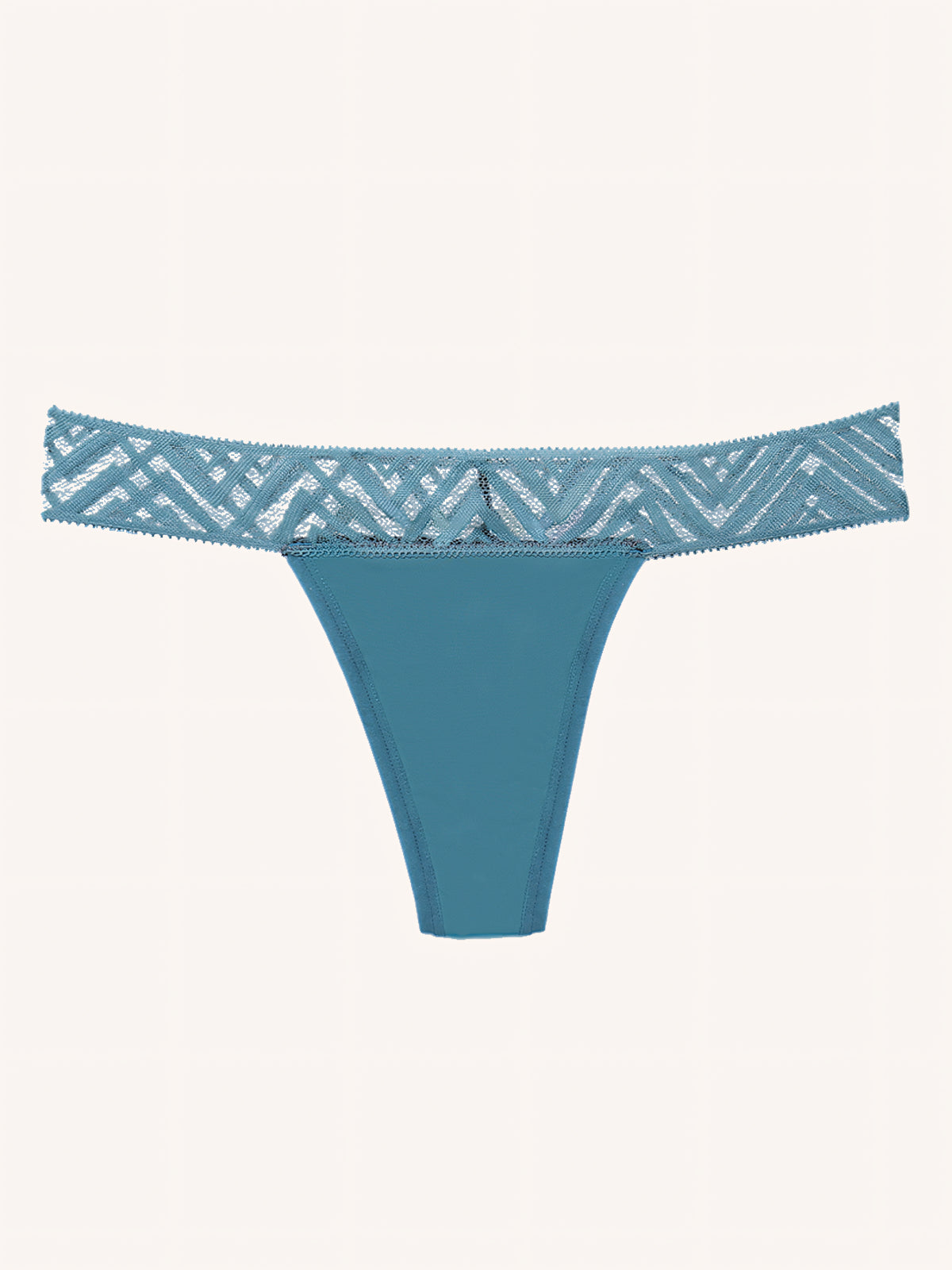 Menstruatie ondergoed blauw, losse invisible string in vooraanzicht tegen een lichte achtergrond