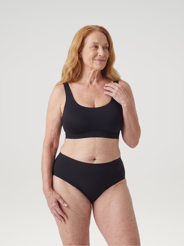 High Waist Brief | 100% a prueba de fugas, día y noche | Negro | Bragas menstruales