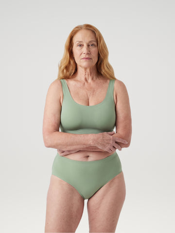 High Waist Brief | 100% a prueba de fugas, día y noche | Verde | Bragas menstruales